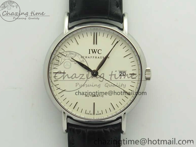 MIROTIME 0420 Fashionable Portofino Automatic SS TWF 1:1 Best Edition Silver Dial SS Markers on Black Leather Strap A 7200